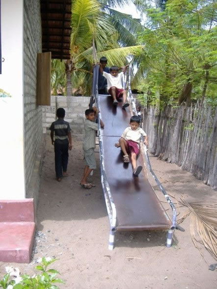 children on slide