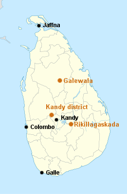 map of Sri Lanka showing location of projects