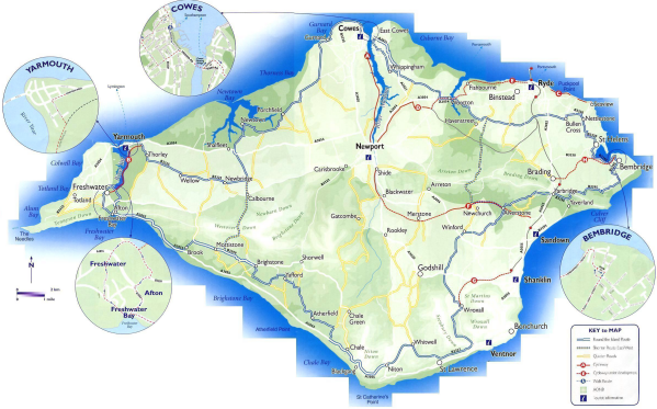 Small map of route round the Isle of Wight