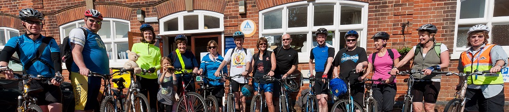 Participants in the 2011 bike ride outside Wells next the Sea Youth Hostel