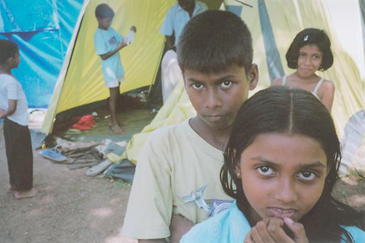 children in a camp at Telwatta